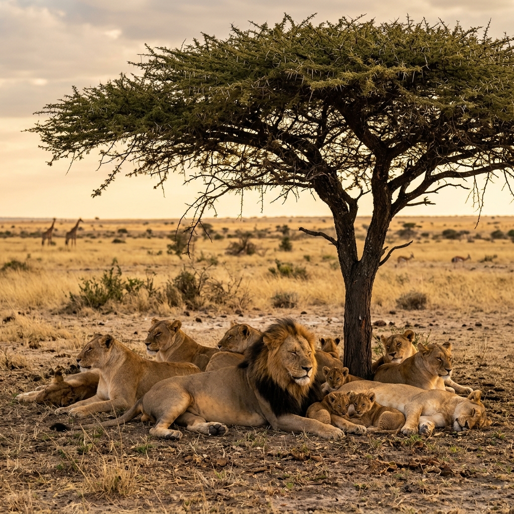 Lions pride in Botswana savanna